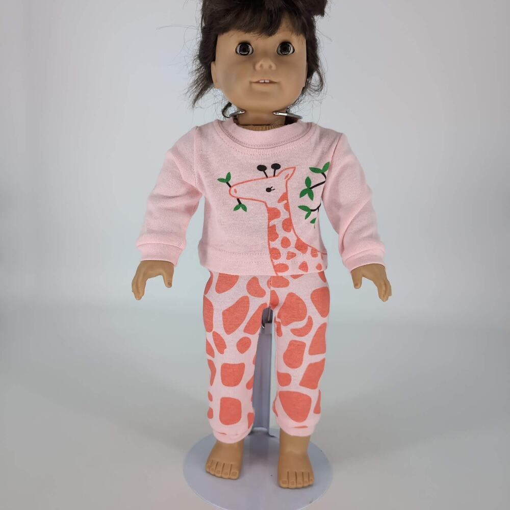 Babyroom PJs for Dolls Pink & Orange Two Piece Giraffe Pajamas Set for 18" Dolls